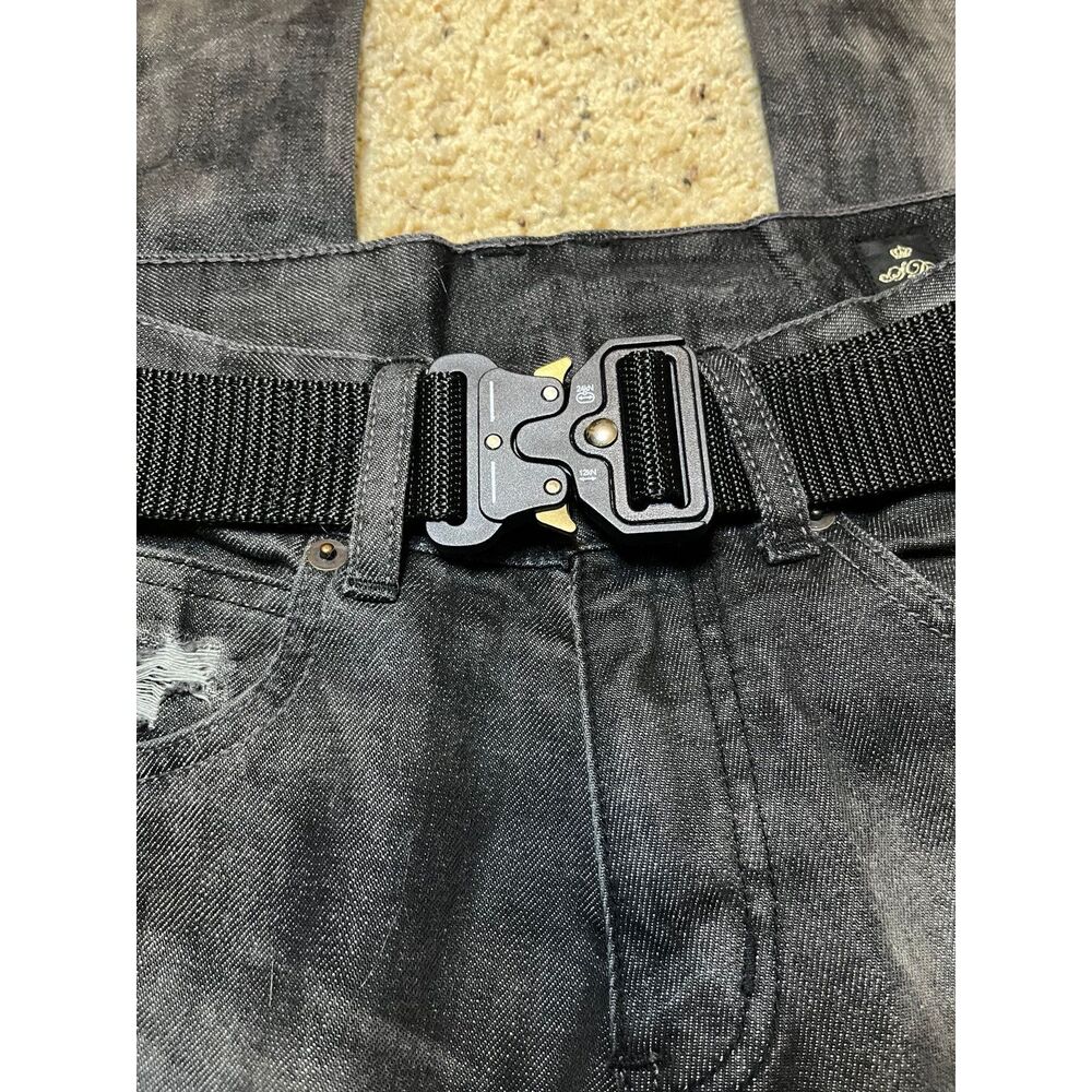 Black and gold tactical roller coaster belt buckle clip with nylon strap